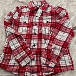Boys Plaid Flannel Button Up Shirt Medium